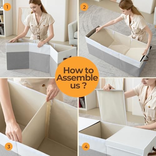 Extra Large Toy Box with Lid, Collapsible Toy Storage Chest Bin - Image 6