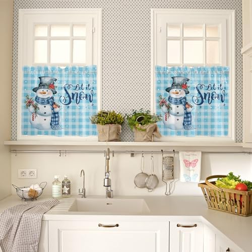 Snowman Christmas Kitchen Curtains and Valances Set, Let It Snow Winter Holiday - Image 3