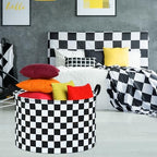 Checkered Storage Basket Extra Large 80L Kids Hamper Baby Laundry Basket - Image 5