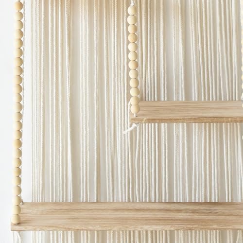 Macrame Wall Shelf Boho Hanging Organizer Floating Plant Shelf 11.8"W*47"L - Image 7