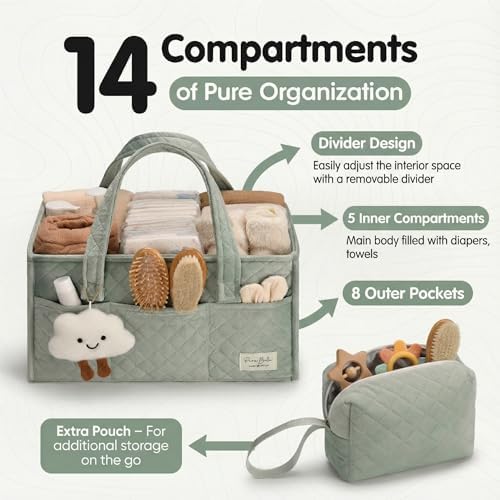 PeraBella Baby Diaper Caddy Organizer, Baby Basket Shower Gift, Portable - Image 2