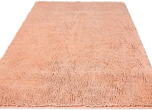 Yeaban Chenille Dusty Pink Bathroom Rug 36"x60", Non-Slip Rubber Backing by Yeaban