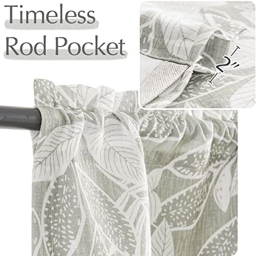 Vangao Floral Valances for Windows Leaf Grey W50 X 16L 1 Panel - Image 5