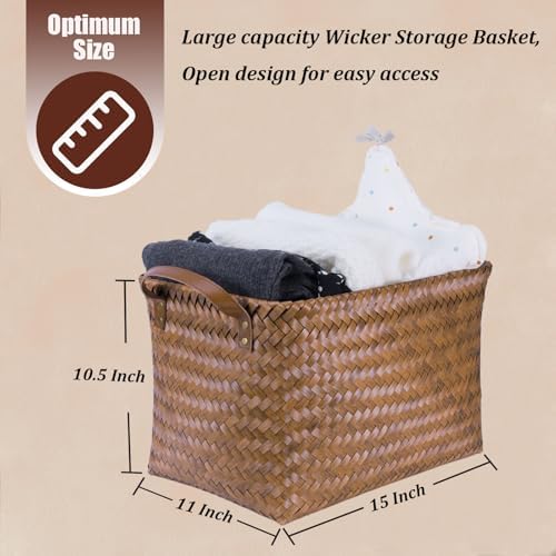 BROWNLILY Handwoven Wicker Storage Baskets - Image 3