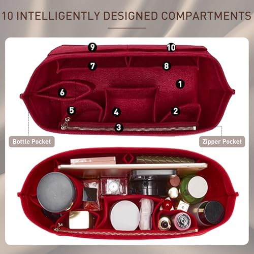 Doxo Purse Organizer Insert for Handbags & Base Shaper 2pc Set, Felt Neverfull - Image 4