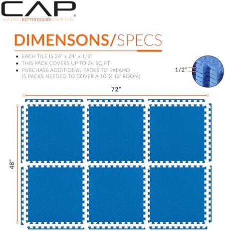 CAP Puzzle Exercise Mats | 1/2” Thick EVA Interlocking Foam Tiles - Image 4