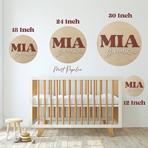 Custom Round Nursery Name Sign, Personalized Wooden Wall Plaque, Baby Shower - Image 6
