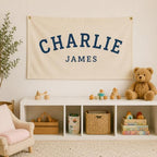 Custom Baby Name Canvas Banner Personalized Nursery Pennant Flag Wall Decor - Image 2