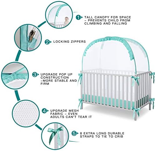 L RUNNZER Crib Pop Up Tent Baby Safety Mesh Cover Mosquito Net Toddler Bed - Image 4