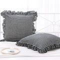 2 Pack Black White Gingham Ruffle Throw Pillow Covers 22''x22'' by KMASANIJI