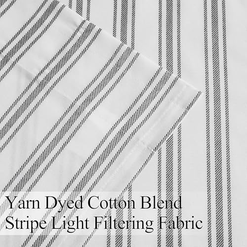 ZJDECOR Black White Stripe Semi Sheer Kitchen Window Valances - Image 3