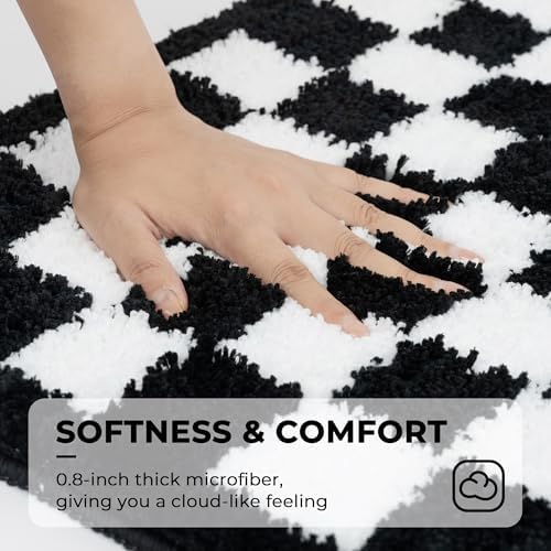 GRANNY SAYS Checkered Black Bathroom Rug, Cute Bath Mat - Image 3