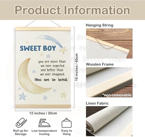 TLESKE Baby Boy Kids Room Poster Hanger Frame, Sweet Boy Hanging Wall Art Decor - Image 7