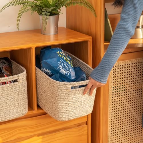 OIAHOMY 4 Pack Storage Baskets for Organizing 24L Cube Storage Bins Brown - Image 4