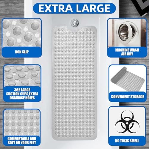 ZHICHENG Bath Tub and Shower Mats, Non-Slip 39 x 16 Inch Extra Long Bath Mat - Image 3
