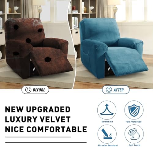 ZNSAYOTX Velvet Oversized Recliner Cover 3-Piece, Luxury Plush Recliner Chair - Image 7