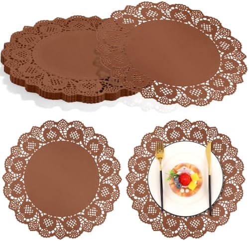 MCEAST 100 Pack Round Coffee Paper Doilies 13.5 Inches Lace Paper Place Mats by MCEAST