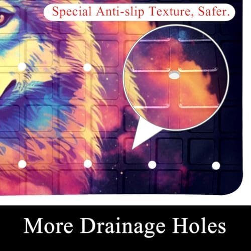 Shower Mat Non Slip 26.8 x 15.1 Inches, Wolf Nebula Bathtub Mat Shower Stall - Image 2