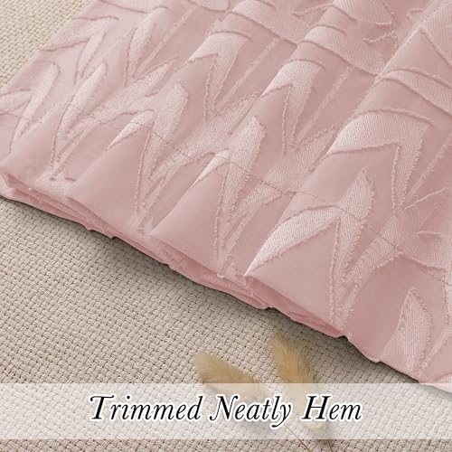 Lecloud Leia Blush Pink Sheer Kitchen Curtains 30 Inch Length 2 Pcs, Leaf - Image 2