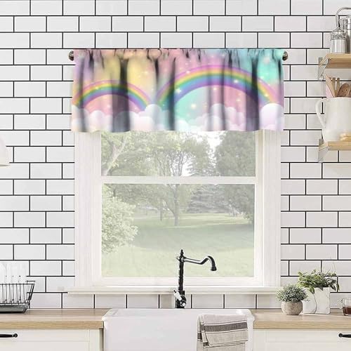 Cute Rainbow Valance, Fantasy Cloudy Pink Sky Magic Princess Landscape Fairy - Image 4