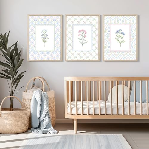 Wildflower Nursery Wall Art Decor Baby Girl Room Canvas Prints Pastel Floral - Image 3
