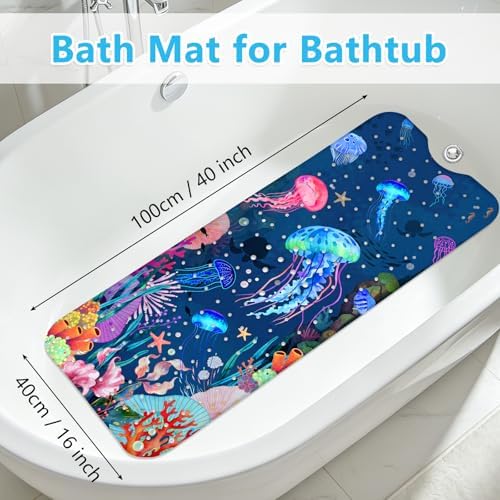 Baby Bath Mat for Tub Non Slip – 40"x16" Extra Long Cartoon Bathtub Mats for - Image 2