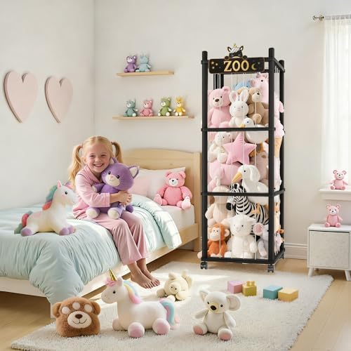 Stuffed Animal Storage Zoo Tower, 56In Wooden Large Stuffed Animal Holder - Image 4