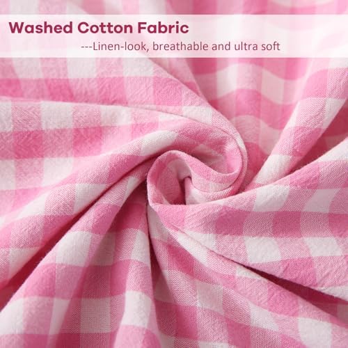 2 Pack Pink Gingham Lumbar Throw Pillow Shams 12''x20'' - Image 6