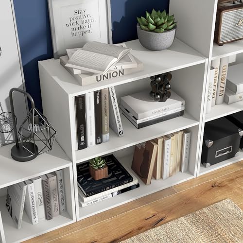 Homes: Inside + Out Apexa 2-Tier Cube Storage Organizer Shelves, Stackable Wood - Image 2