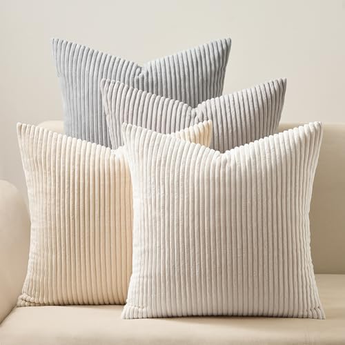 Topfinel 4 Packs Neutral Decorative Throw Pillows Covers 26x26 Inch by Topfinel
