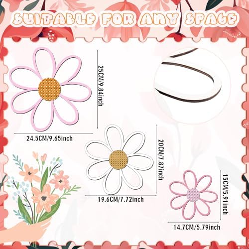Thyle 6 Pcs Daisy Wall Decor Wooden Flower - Image 2