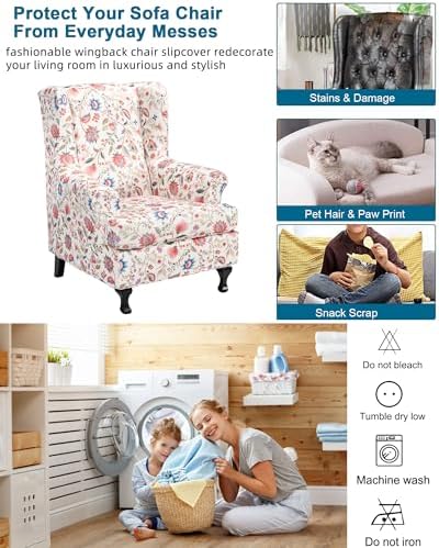 CRFATOP Wingback Chair Covers Wing Armchair Slipcovers - Image 5