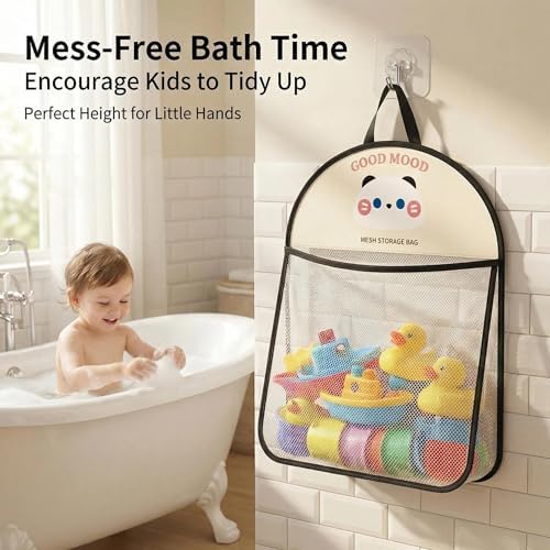 Good Mood Toddler Bath Toy Organizer, Large Capacity Baby Bathtub Toy Storage - Image 3