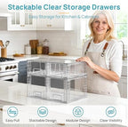 Vtopmart Clear Stackable Storage Drawers, 4 Pack Kitchen Cabinet Set - Image 3