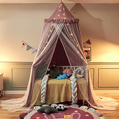 VETHIN Bed Canopy Double Layer Princess Round Dome Dreamy Mosquito Net Bedding - Image 4