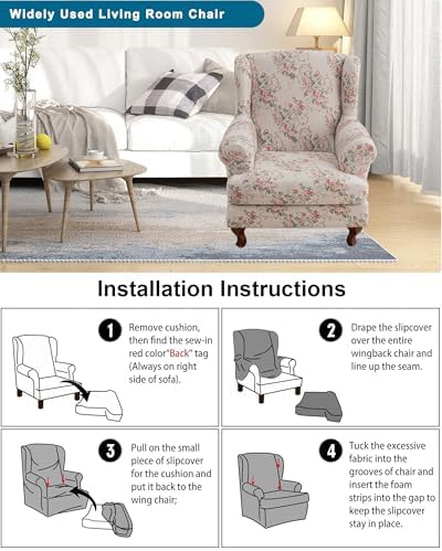 CRFATOP Wingback Chair Covers Wing Armchair Slipcovers - Image 6