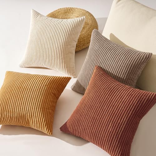 Topfinel 24x24 Inch Pillow Covers Set of 4 Yellow Brown Gradient Farmhouse - Image 5
