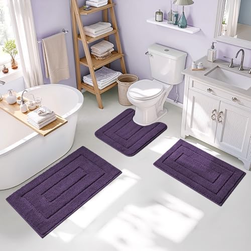 GRANNY SAYS Purple Bathroom Rugs Set 3 Piece, Soft Microfiber Bath Mats - Image 4