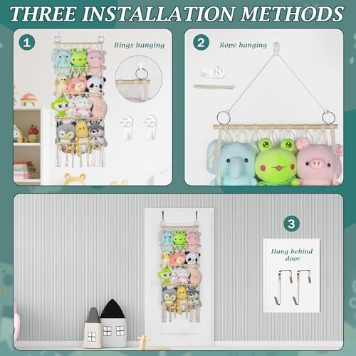 42cm Wide Over The Door Stuffed Animal Storage Hammock Corner Wall Hanging - Image 5