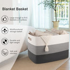 OIAHOMY 108L Extra Large Blanket Basket Dog Toy Basket radient Dark Grey - Image 5