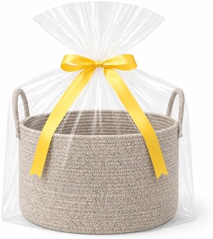 Big Gift Basket Empty Kit, Large Woven Rope Storage Basket by SweetMemoLiving