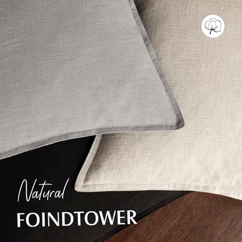 Foindtower Linen Solid Decorative Throw Pillow Covers 26x26 Inch Light Gray - Image 4