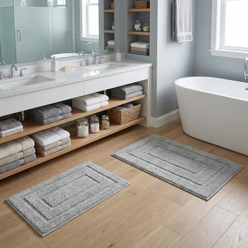 GRANNY SAYS Gray Bathroom Rugs Set 2 Piece, Soft Microfiber Bath Mats - Image 4