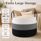 JMvicyroam 115L Extra Large Machine Washable Cotton Rope Blanket Basket - Image 2
