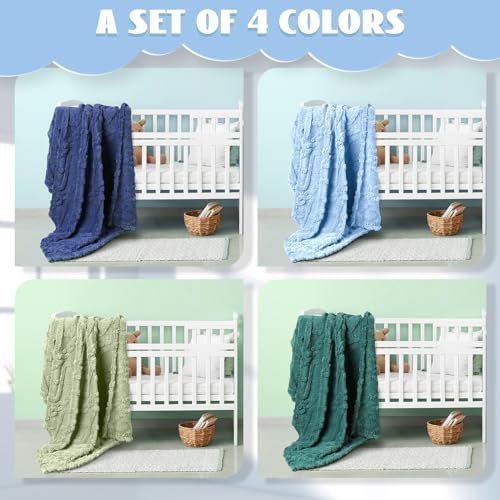 VitalCozy 4 Pcs Fleece Baby Blankets 3D Plush Soft Newborn - Image 4