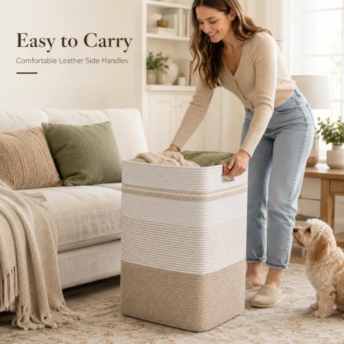 Laundry Hamper, Cotton Rope Laundry Basket - Image 5