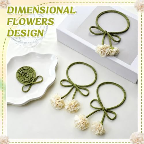 Tegeme 4 Pcs Curtain Tiebacks Flower Curtain Holdbacks Boho Floral Drapery - Image 6