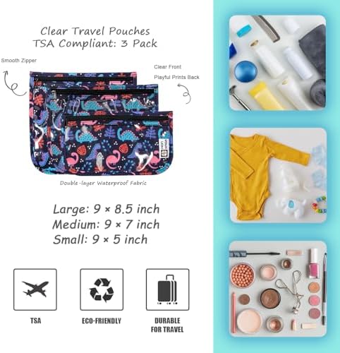 HIONXMGA Set of 3 Clear Travel Toiletry Bag, TSA Approved, Quart Size S/M/L - Image 2