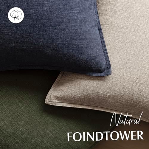 Foindtower Linen Solid Decorative Throw Pillow Covers 24x24 Natural Linen - Image 4