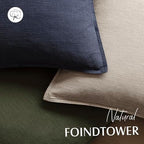 Foindtower Linen Solid Decorative Throw Pillow Covers 24x24 Natural Linen - Image 4